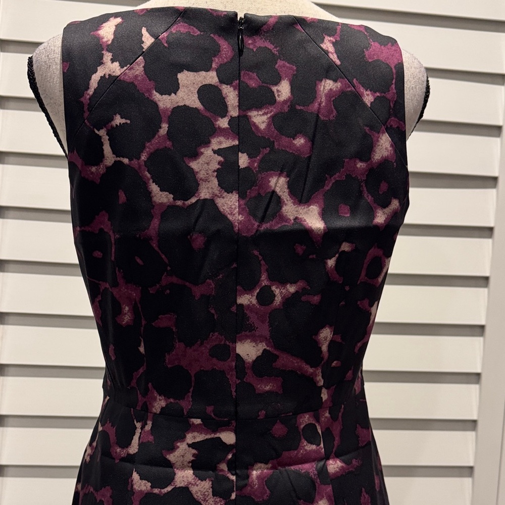 Ann Taylor Black and Pink Patterned lined Midi Cocktail Dress. - Picture 6 of 8